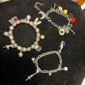 Silver Charm Bracelets with Colorful Accents